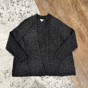 PURE JILL J. Jill Charcoal Gray Marled Heathered Chunky Knit Cardigan